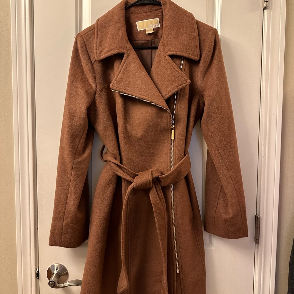Michael Kors women’s brown tie coat